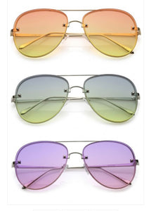 Oversize Aviator Rimless Gradient Flat Lens