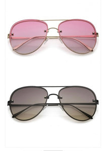 Oversize Aviator Rimless Gradient Flat Lens